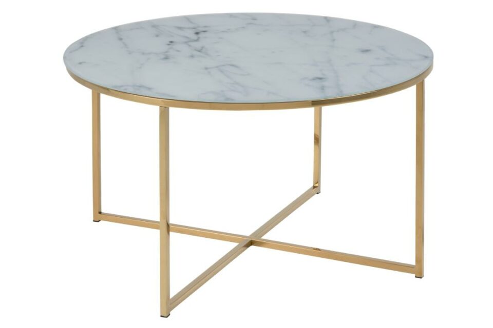 Okrogla Steklena Okrogla klubska mizica Alisma, dimenzije 80 x 80 x 45 cm, VEČ BARV - Zlata