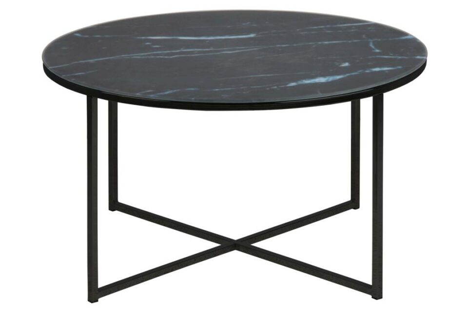 Okrogla Steklena Okrogla klubska mizica Alisma, dimenzije 80 x 80 x 45 cm, VEČ BARV - Črna