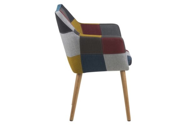 NORA_ARMCHAIR_SEAT_BACK_CORSICA_PATCHWORK_MULTI_COLORED_BASE_OAK_OIL_ACT002