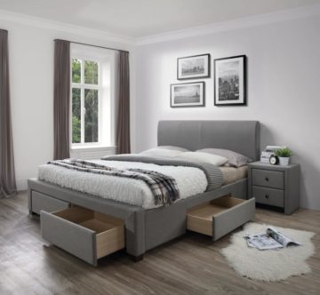 Krevet MODENA s ladicima, 164 x 220 x 106 ili 144 x 220 x 106 cm, boja: siva