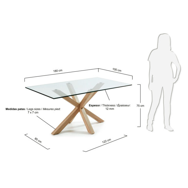 Blagovaonski stol Arya, staklo, čelićne noge