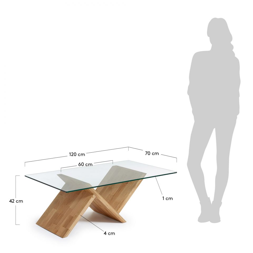 Stakleni stolić za dnevni boravak Walea, 42 x 120 x 70 cm