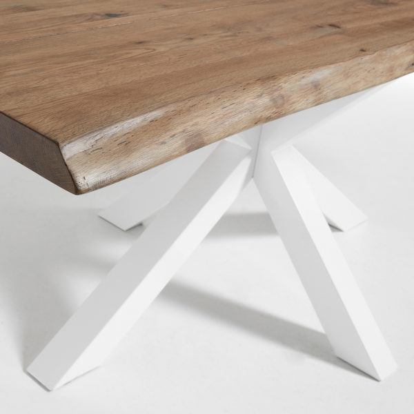 Blagovaonski stol Arya, antički hrast, bijele čelične nogice, više dimenzija