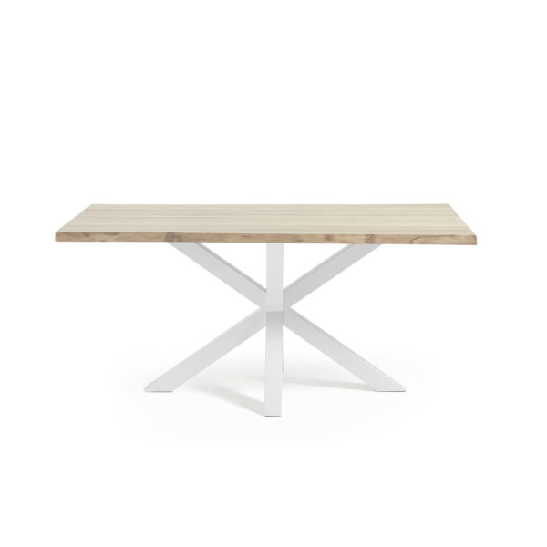 Blagovaonski stol Arya, beljen hrast, bijele čelične nogice