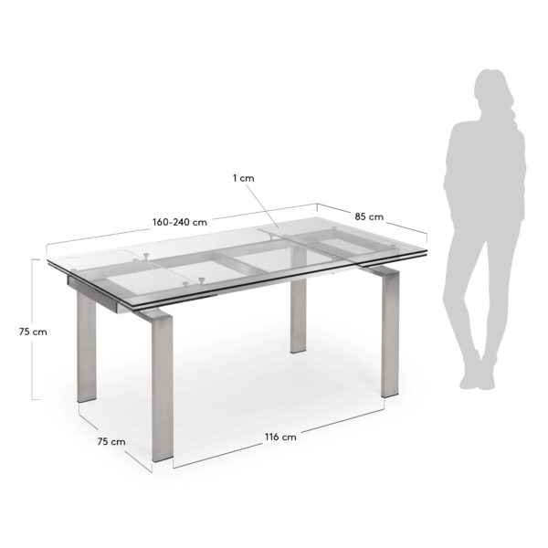 Rastezljivi blagovaonski stol Corona, 75 x 160 (240) x 85 cm