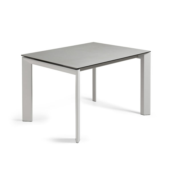 Rastezljivi blagovaonski stol Atta, sivi porcelan, sive nogice, više dimenzija