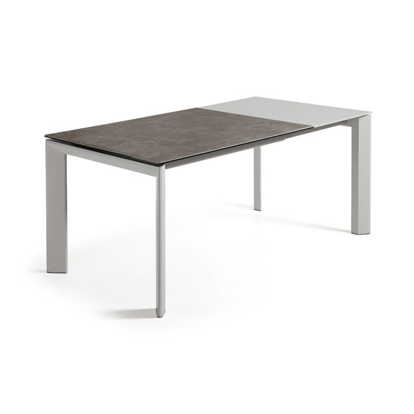 Rastezljivi blagovaonski stol Atta, crn porcelan, sive nogice, više dimenzija