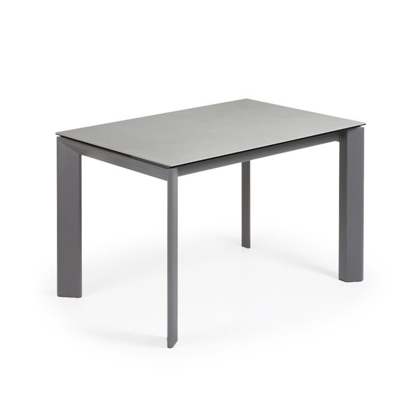 Rastezljivi blagovaonski stol Atta, sivi porcelan, tamno sive nogice, više dimenzija