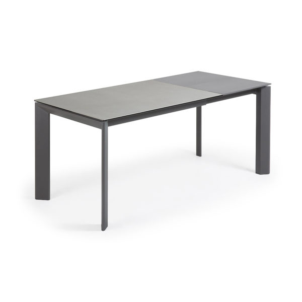 Rastezljivi blagovaonski stol Atta, sivi porcelan, tamno sive nogice, više dimenzija