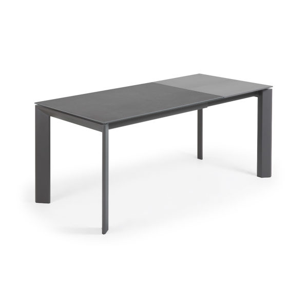 Rastezljivi blagovaonski stol Atta, tamno sivi porcelan, tamno sive nogice, više dimenzija