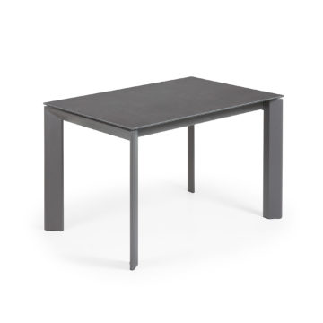 Rastezljivi blagovaonski stol Atta, tamno sivi porcelan, tamno sive nogice, više dimenzija