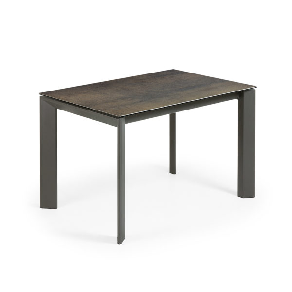 Rastezljivi blagovaonski stol Atta, tamno smeđi porcelan, tamno sive nogice, više dimenzija