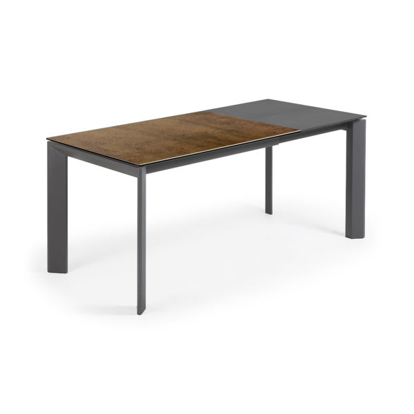 Rastezljivi blagovaonski stol Atta, smeđi porcelan, tamno sive nogice, više dimenzija