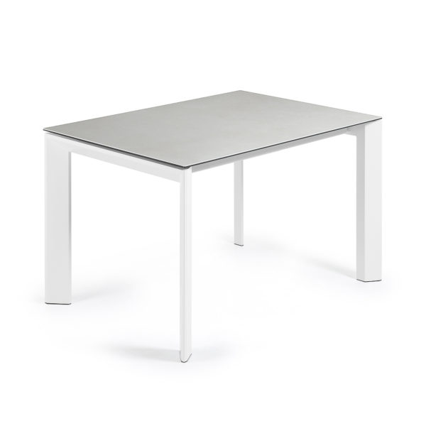 Rastezljivi blagovaonski stol Atta, bijeli porcelan, bijele nogice, više dimenzija
