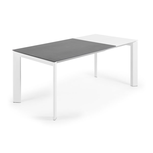 Rastezljivi blagovaonski stol Atta, sivi porcelan, bijele nogice, više dimenzija