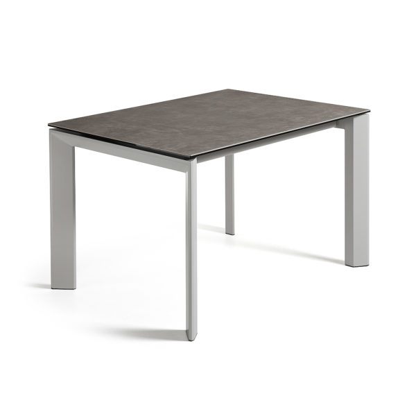 Rastezljivi blagovaonski stol Atta, crn porcelan, sive nogice, više dimenzija
