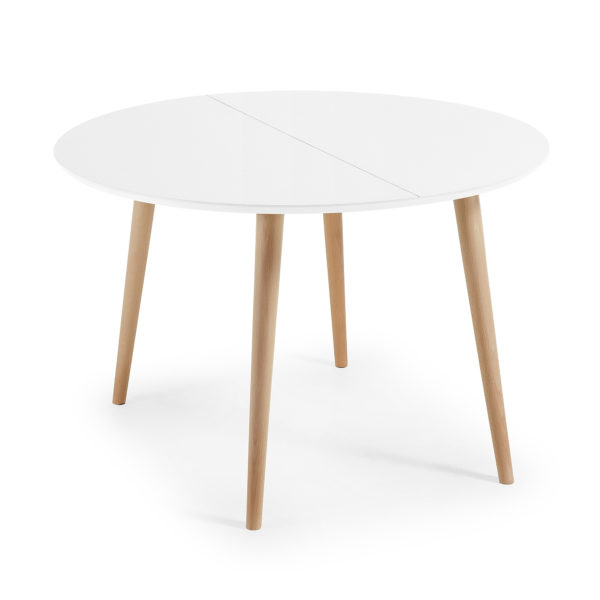Raztegljiva Jedilniška miza Oakland, bela, okrogla, 75 x 120 (200) x 120 cm