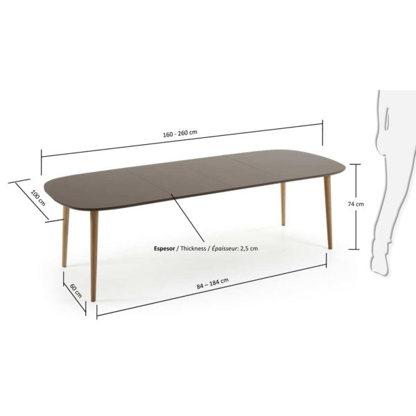 Rastezljivi blagovaonski stol Oakland, smeđi, ovalnog oblika, više dimenzija