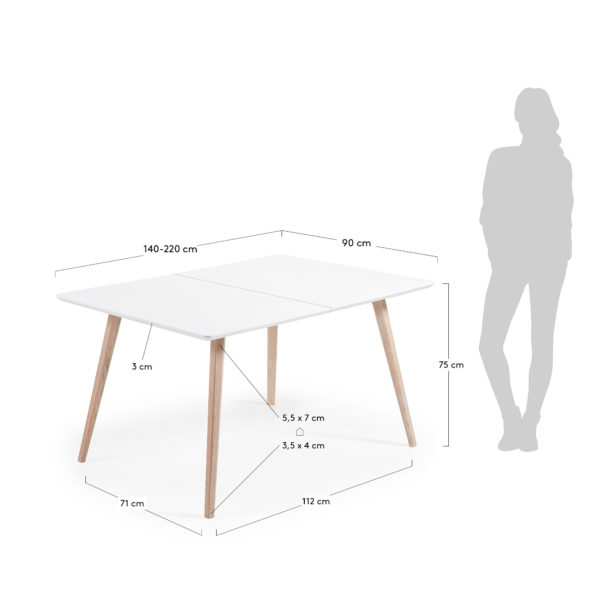 Rastezljivi blagovaonski stol Quatre, 75 x 140 (220) x 90 cm