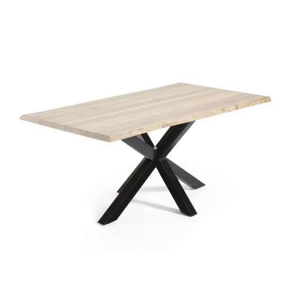 Blagovaonski stol Arya, beljen hrast, crne čelične nogice, više dimenzija