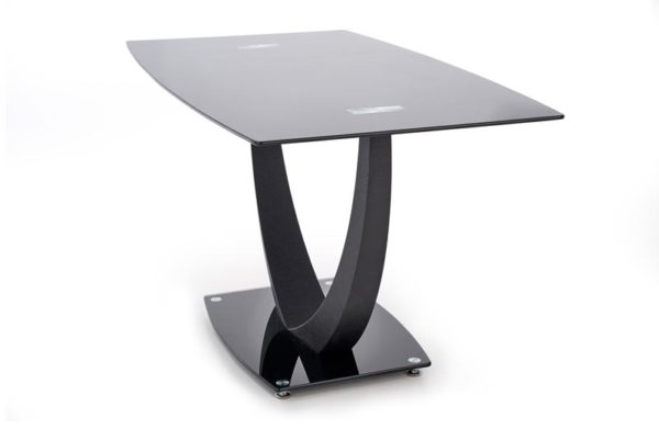 Blagovaonski stol Anton, staklen, crn