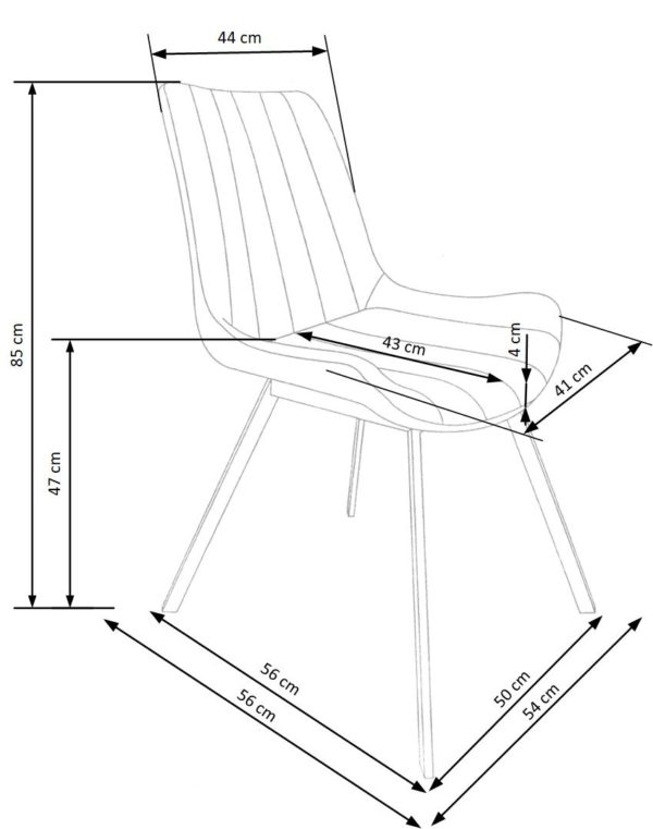 Jedilniški stol K279, sivo umetno usnje, črne noge