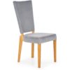 Jedilniški stol Rois, tkanina v sivi barvi, noge iz bukovega masivnega lesa