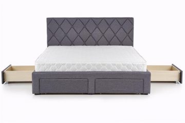 Krevet BETINA s ladicima, 169 x 218 x 107 cm, boja: siva - crna