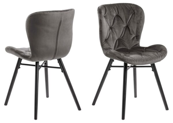 Blagovaonska stolica Batilda 2, baršun, više boja - Temno siva
