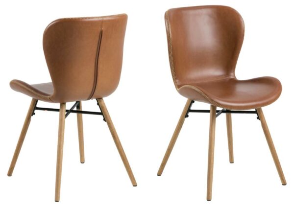 Blagovaonska stolica Batilda, eko koža, više boja - Smedja-svetle noge