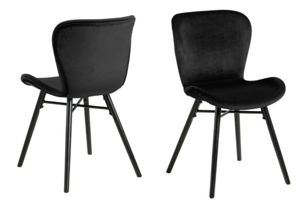 Blagovaonska stolica Batilda, baršunasta tkanina, više boja - Črna