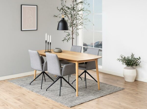 Jedilniški stol Naya, tkanina Malmo, svetlo siv