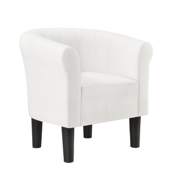 [en.casa]® Dizajnerski fotelj 70x70x58 cm umento usnje bel