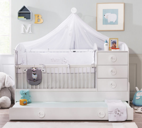 Dječji krevetić Baby Cotton, sa dodatnim krevetom (promjenjivi), dimenzije 183 x 112 x 89 cm