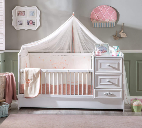 Dječji krevetić Romantica Baby, sa dodatnim krevetom (promjenjivi), dimenzije 163 x 100 x 85 cm