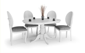 Blagovaonski stol William, bijela, raztegljiv