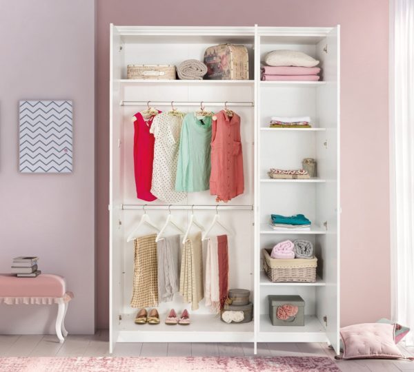 Garderobna omara Selena Pink, dimenzije 145 x 206 x 62 cm