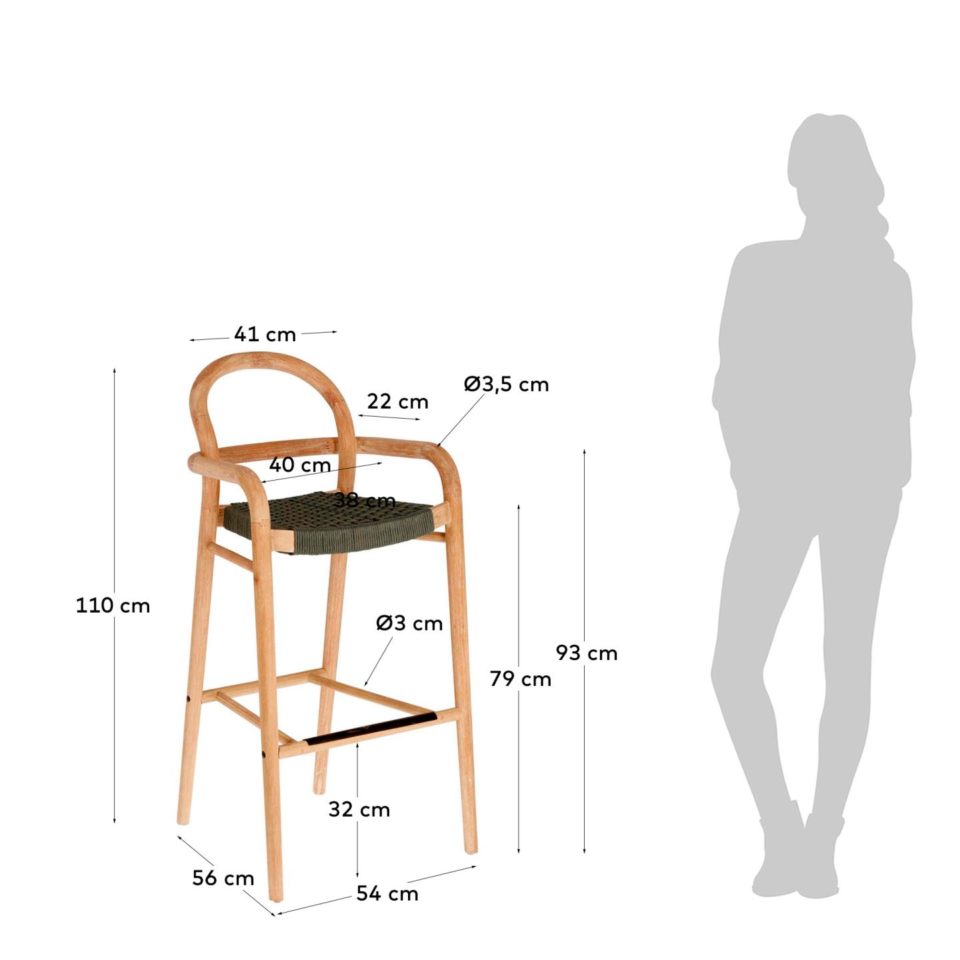Drvena barska stolica Sheryl 110 cm, dvije boje