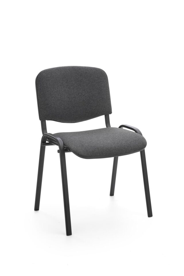 Konferenčni STOL ISO, VEČ BARV - C-38, črno barvano ogrodje, temno sivi tekstil