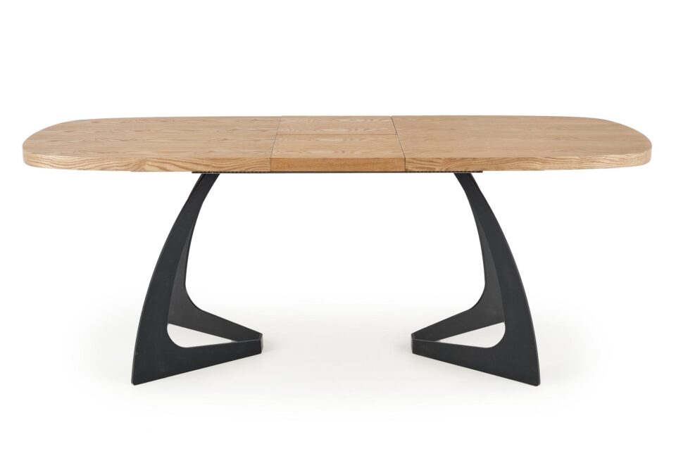 VELDON extension table, color: top - natural oak, legs - black
