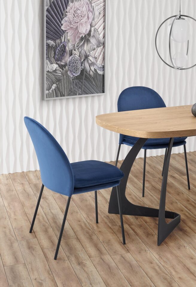 VELDON extension table, color: top - natural oak, legs - black