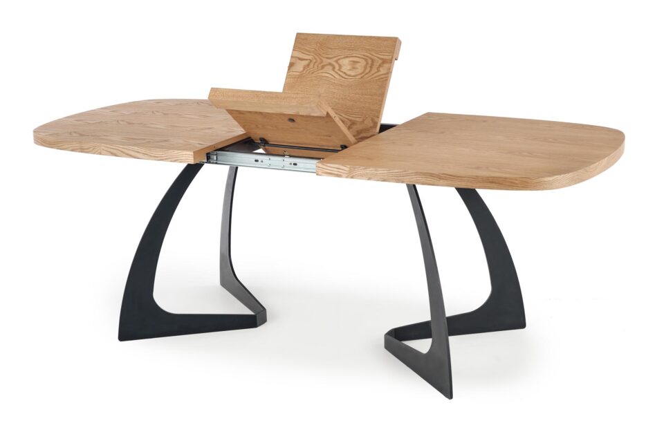 VELDON extension table, color: top - natural oak, legs - black