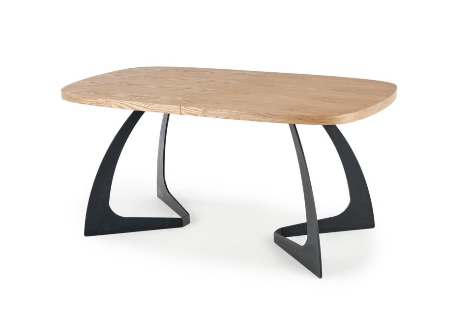 VELDON extension table, color: top - natural oak, legs - black