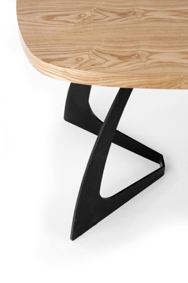 VELDON extension table, color: top - natural oak, legs - black
