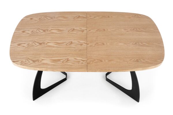 VELDON extension table, color: top - natural oak, legs - black
