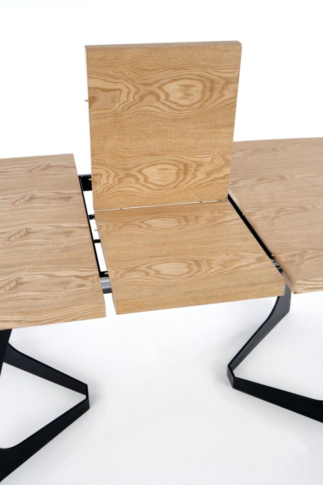 VELDON extension table, color: top - natural oak, legs - black