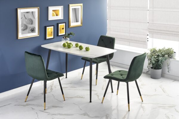 MARCO table, color: top - white marble, legs - black