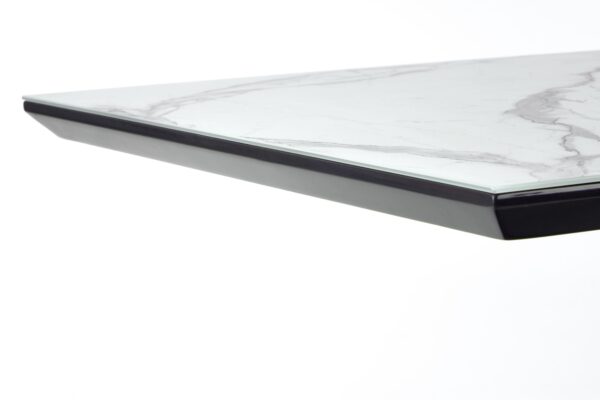 DIESEL extension table, color: top - white marble / dark grey, legs - black