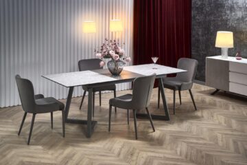 TIZIANO extension table, color: top - light grey / dark grey, legs - dark grey