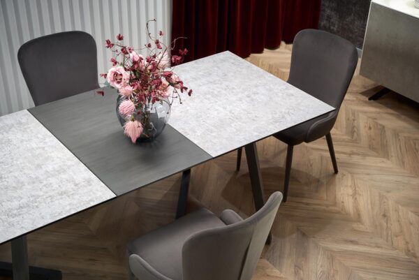 TIZIANO extension table, color: top - light grey / dark grey, legs - dark grey
